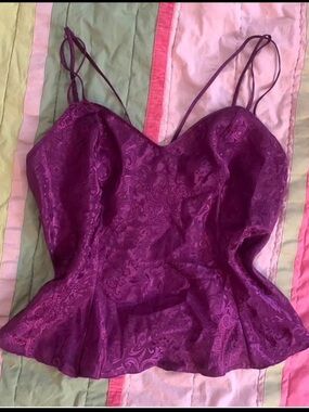 Victoria's Secret Plum Satin Vintage Gold Tag Top